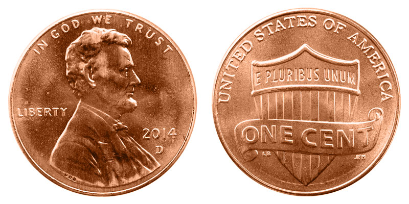 Side-by-side comparison of normal 2014-P penny versus DDO FS-101 variety showing doubling on LIBERTY and date