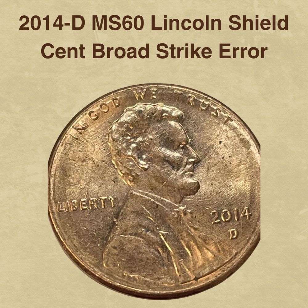 2014 Lincoln cent die cud or broadstrike error showing raised blank rim area or spread planchet